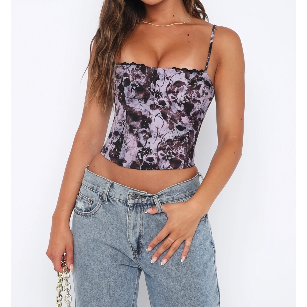 White fox tank top corset